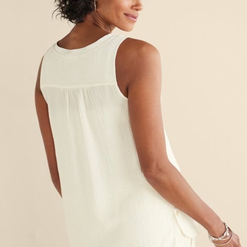 Soft Surroundings Ivory Pearl Oceo Gauze Tank- S - Picture 3 of 7
